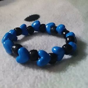 blue heart black kandi bracelet